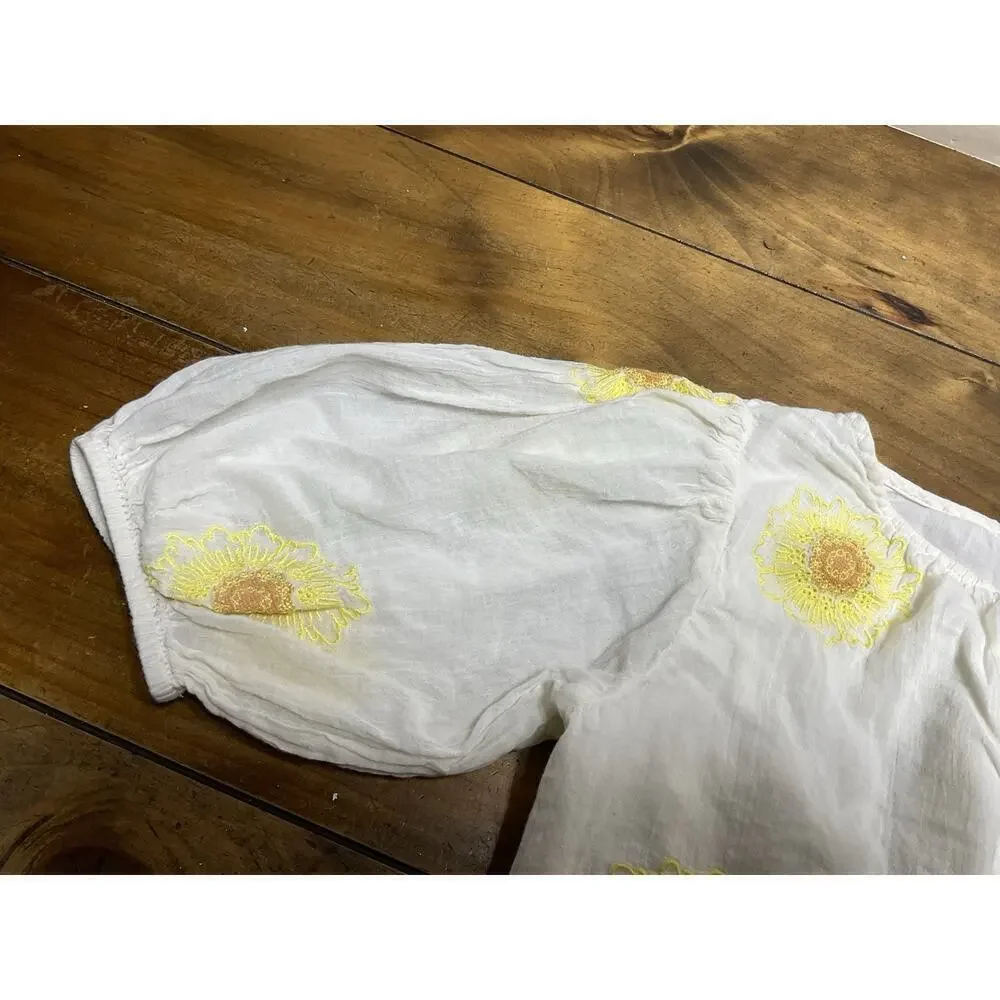 Free People My Girl Embroidered Sunflower Blouse Women’s Size XS